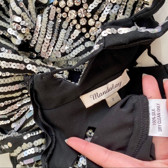 Vintage Y2K 2/4 Silk Sexy Embellished Party Dress - Picture 5 of 8